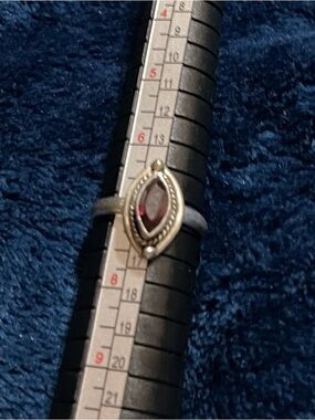 Elegant Marquise Garnet Sterling Ring - Red Stone 7